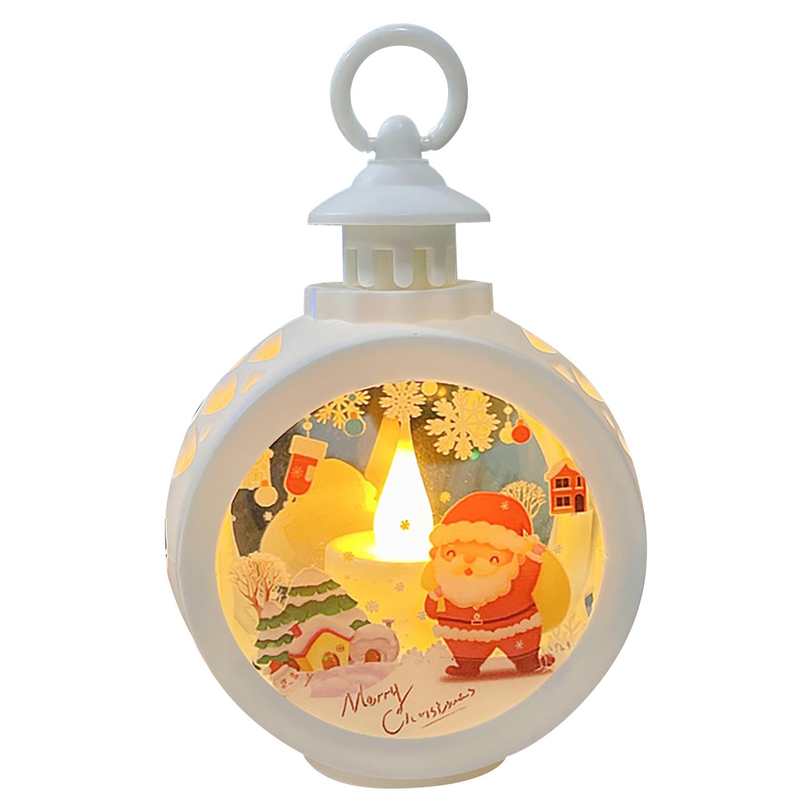 Wadada Santa Claus Decoration LED Lantern, Christmas Portable Candle Lantern, Christmas Indoor Decor Xmas Gifts with Christmas Decorative Lantern with Glitter Great and Home Decoration